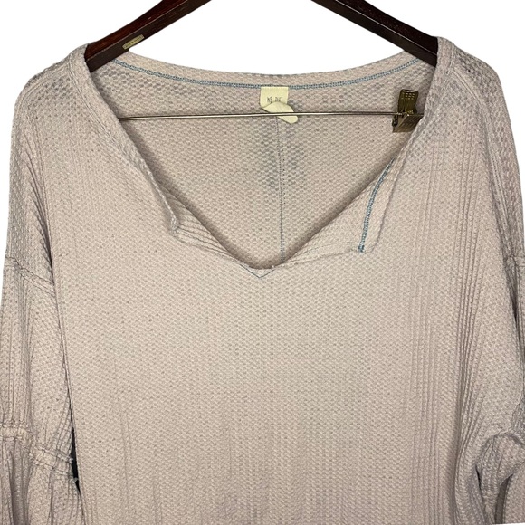 Free People We the Free Dahlia Flare Sleeve Waffle Knit Thermal Lavender S - Picture 8 of 10